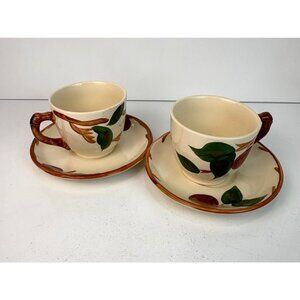 Franciscan Apple‎ Earthenware Hand-Painted Tea Cups & Saucers Set Of 2 England